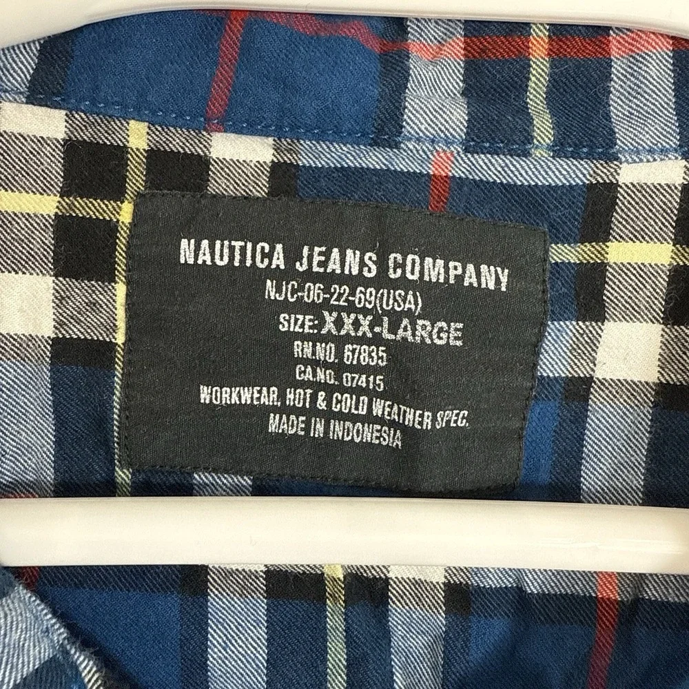 Nautica Jeans Co Men's 3XL Plaid Flannel Shirt Button Down‎